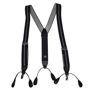 NWOT Jos A Bank Convertible Clip Suspenders Button Braces Black Gray Stripe